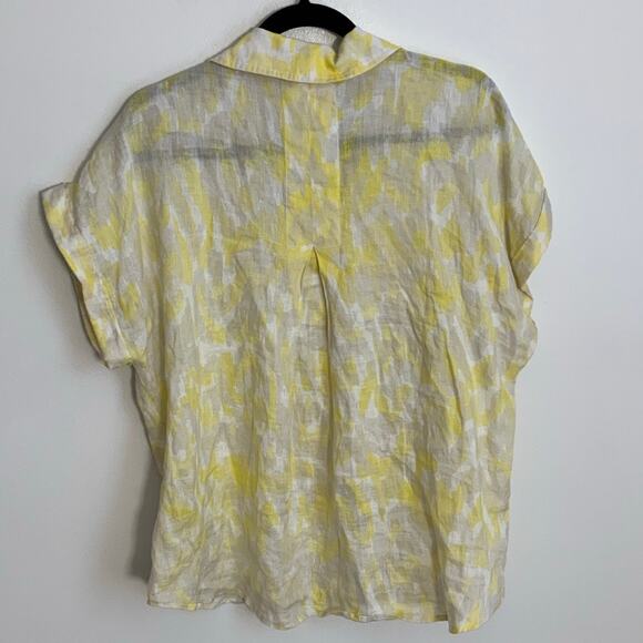 Bella Dahl Linen Printed Button Down - Layered‎ Spots Print In Yellow - Picture 5 of 7